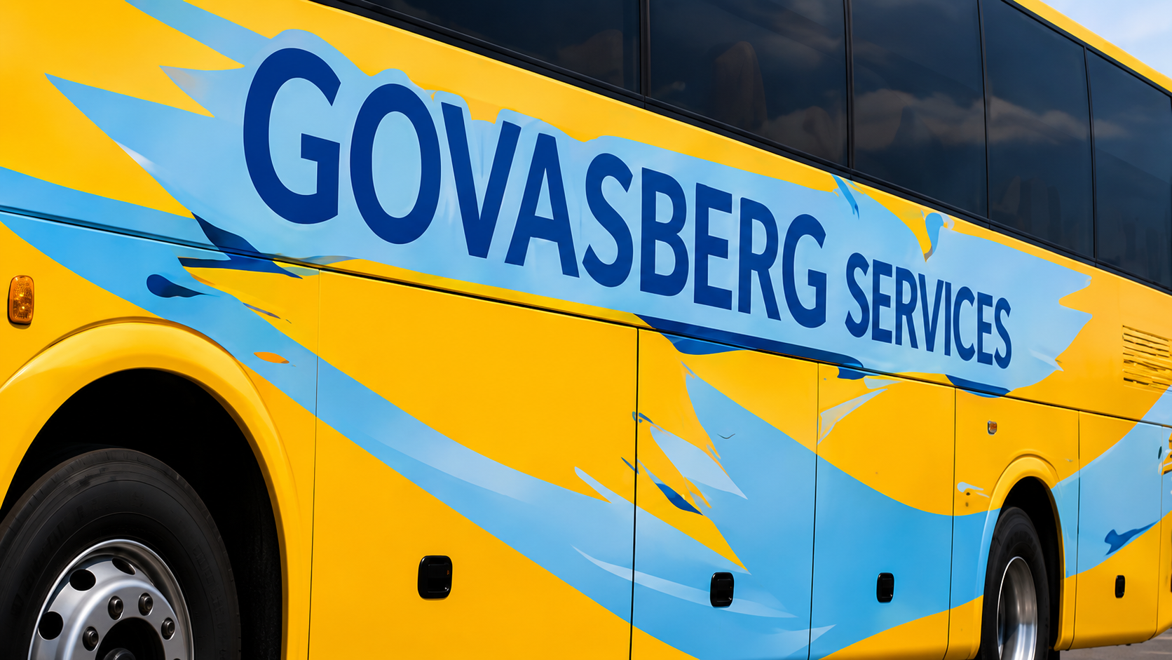 Govasberg Services branding on a yellow coach