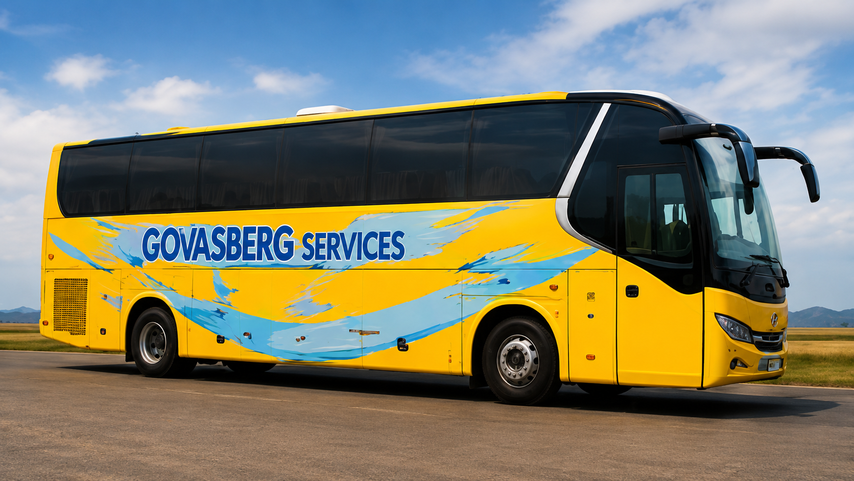 Govasberg coach on the road at sunset